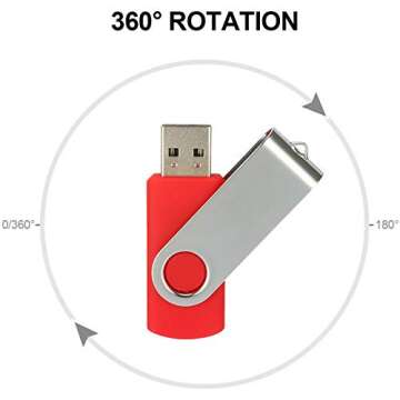 Alihelan 10pcs 4GB USB Flash Drives USB 2.0 Thumb Drive Bulk Pack Swivel Memory Stick 4 GB Fold Storage Jump Drive Zip Drive, 10 Pack Red