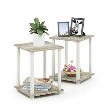 Furinno Sonoma Oak/White Set of 2 End Tables