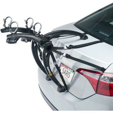 Saris Bones Car Trunk Bicycle Rack Carrier, Mounts 2 Bikes, Black - Durable, Rust-Free, Anti-Sway Straps, Fits Most Vehicles, Made in USA, Arc-Based Design, 100% Recyclable Materials