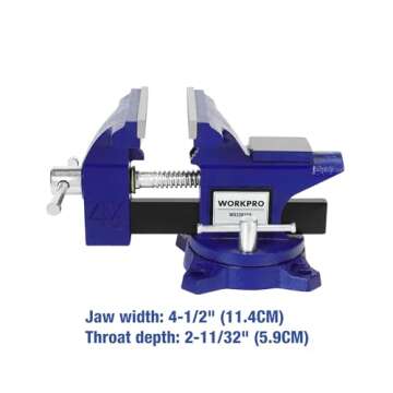 WORKPRO Bench Vise, 4-1/2" Vice for Workbench, Utility Combination Pipe Home Vise, Swivel Base Bench for Woodworking