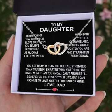 To My Daughter Necklace from Dad with Heartfelt Message & Elegant Box