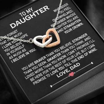 To My Daughter Necklace from Dad with Heartfelt Message & Elegant Box