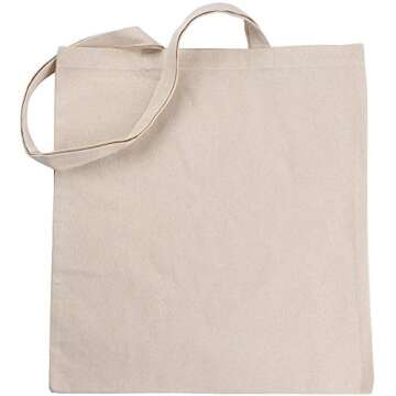 ATMOS GREEN 20 Pack 15x16 inch with 27" long handle 5 Oz NATURAL color Recycled Cotton Tote Bags Sustainable Eco Friendly reusable grocery super strong great for promotion branding gift MADE in INDIA