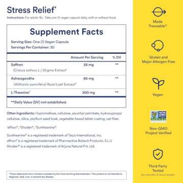 Ritual Stress Relief Supplement BioSeries with 8-Hour Release Support (Shoden® Ashwagandha, Suntheanine® L-Theanine, and Saffron as affron®*) 30 Day Supply