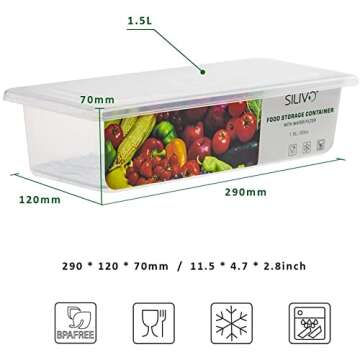 SILIVO Fruit Storage Containers for Fridge (3 Pack) - 1.5L Produce Saver Containers for Refrigerator with Removable Drain Tray Keep Fresh for Produce, Bacon, Fruits and Vegetables