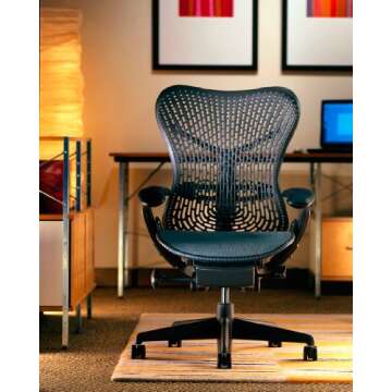 Mirra Chair by Herman Miller: Fully Featured w/Forward Tilt - Adjustable Arms - FlexFront Seat - Tilt Limiter - Lumbar Support - Hard Floor Casters - Graphite Frame/Graphite Seat