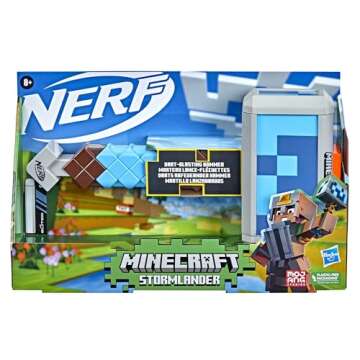 Nerf Minecraft Stormlander Dart-Blasting Hammer, Fires 3 Darts, Includes 3 Official Elite Darts, Pull-Back Priming Handle