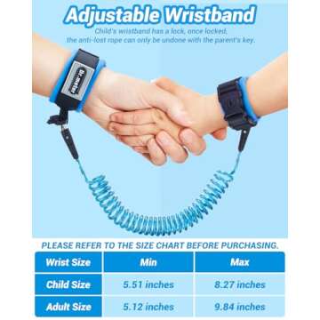 Dr.meter Toddler Leash, 2 Pack Safety Anti Lost Wrist Link with Key Lock, Reflective Child Walking Harness, 8.2ft Blue + 4.92ft Orange Kids Leash for Supermarket Mall Airport Amusement Park Zoo Travel