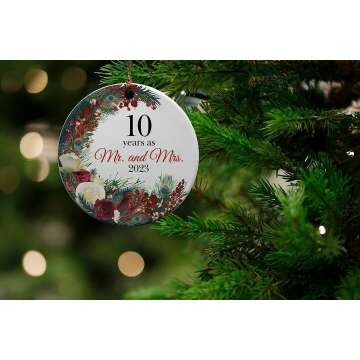 10th Wedding Anniversary Ceramic Christmas Ornament