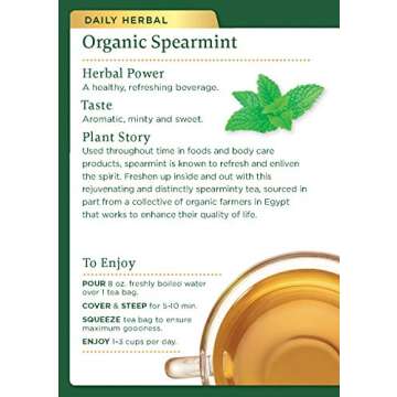 Traditional Medicinals Tea, Organic Spearmint, Supports Everyday Wellness, Healthy & Refreshing, 16 Tea Bags