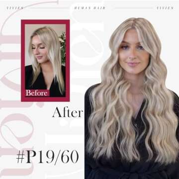 Vivien Clip in Hair Extensions Real Human Hair Highlight Blonde Clip in Extensions Human Hair Invisible Remy Hair Clip in Extensions Grey Blonde with Light Blonde Seamless for Women 18 Inch 120g 7pcs