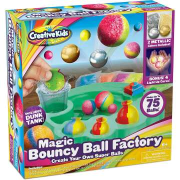 Make Your Own DIY Bouncy Ball Craft Kit for Kids - Create Your Own Metallic & Light-up Crystal Balls STEM Science Birthday Party Favors Projects for Boys & Girls - Makes Up to 75 Balls - Ages 6+