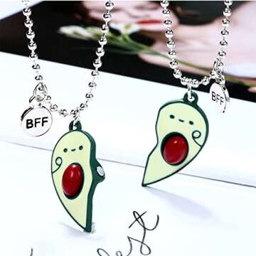 2-3Pcs Cute Magnetic Half Broken Heart Koala Panda Engraved Pendant Best Friend Necklace for Women Men Lovely Love Heart Necklace Friendship Couple Forever Jewelry-Avocado