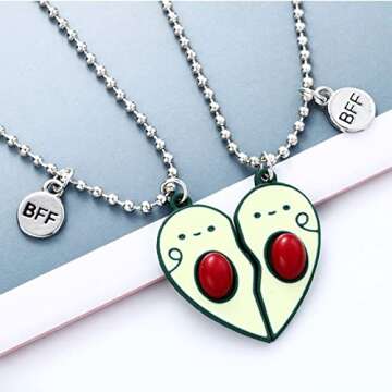 2-3Pcs Cute Magnetic Half Broken Heart Koala Panda Engraved Pendant Best Friend Necklace for Women Men Lovely Love Heart Necklace Friendship Couple Forever Jewelry-Avocado