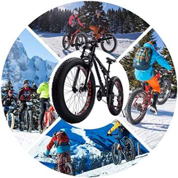 NENAGGE Fat Tire Mountain Bike 26 Inch Wheel 27 Speed Snow Mountain Bicycle for Men and Women, High Carbon Steel Frame Off-Road Bike with Daul Disc Brakes for Outdoor Sports, Black