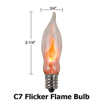 Creative Hobbies A101 Flicker Flame Light Bulb -3 Watt, 130 Volt, E12 Candelabra Base, Flame Shaped, Nickel Plated Base,- Dances with a Flickering Orange Glow -Wholesale Box of 10 Bulbs