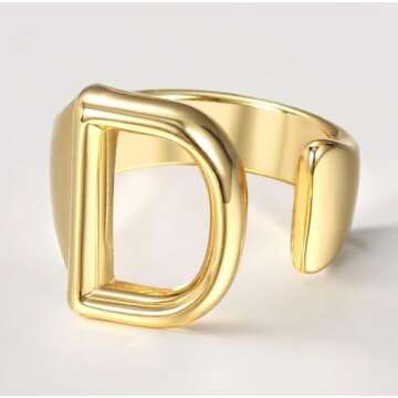 Stylish Adjustable Initial Ring - Personalize Your Accessory