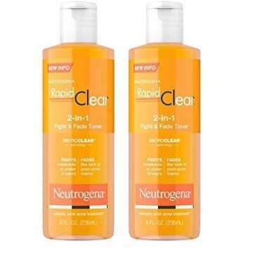 Neutrogena Rapid Clear 2-in-1 Fight & Fade Acne Toner, 8 Fl Oz (Twin Pack)