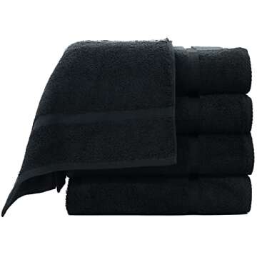 Luxury Hotel & Spa Quality Collection Highly Absorbent, Quick Dry 100% Turkish Cotton 700 GSM, Eco Friendly Towel, for Bathroom Dobby Border Soft Bath Towel Set 27 X 54 -Black, Bath Towels - Set of 4