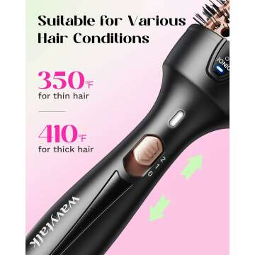 Wavytalk Pro Thermal Brush for Blowout Look, 1 1/2 Inch Ionic Heated Round Brush Makes Hair Smoother, Dual Voltage Thermal Round Brush Get Natural Curls, Easy to Use, 30S Fast Heating