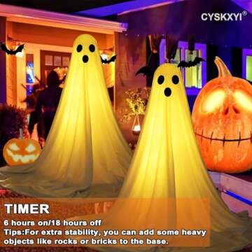 2 Packs Halloween Decorations - Spooky Ghosts with LED Lights