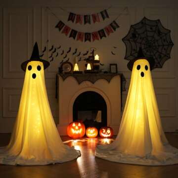 Halloween Ghost Decor with LED Lights - 2 Packs