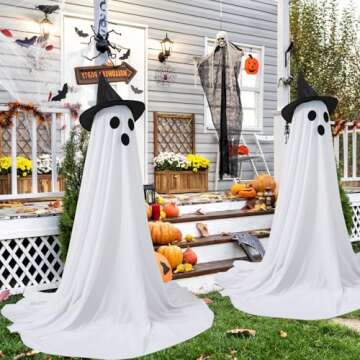 Halloween Ghost Decor with LED Lights - 2 Packs