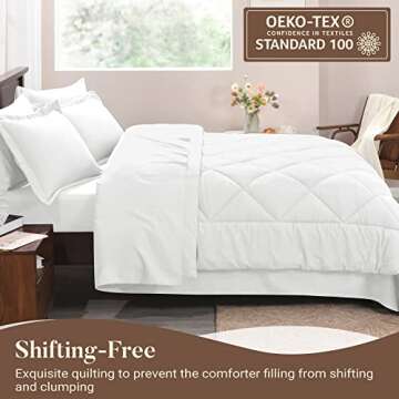 Basic Beyond Queen Comforter Set with Sheets - 7 Pieces Queen Size Bed in a Bag, Bed Comforter Queen Set White Bedding Sets with Comforter, Flat Sheet, Fitted Sheet, Pillowcases & Shams