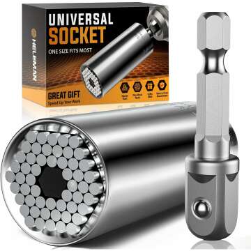 Stocking Stuffers for Mens Gift Christmas Super Universal Socket Tools Gifts for Men: Socket Set with Power Drill Adapter(7-19 MM) Cool Stuff Gadgets for Women Birthday Gift for Dad Husband Adults