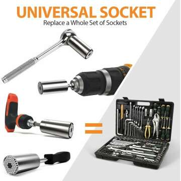 Stocking Stuffers for Mens Gift Christmas Super Universal Socket Tools Gifts for Men: Socket Set with Power Drill Adapter(7-19 MM) Cool Stuff Gadgets for Women Birthday Gift for Dad Husband Adults