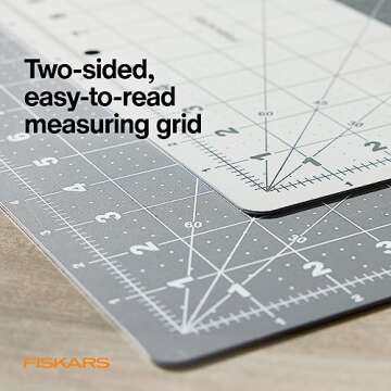 Fiskars Self Healing Cutting Mat for Quilting, Arts and Crafts, 18” x 24" Grid, Sewing Cutting Mat, Grey Fabric Cutting Mat, Craft Mat, Sewing Supplies and Quilting Tools