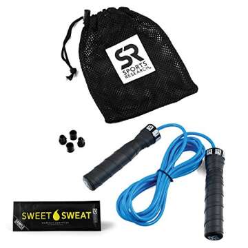 Sweat Performance Jump Rope ~ 10ft Adjustable Length Rope for Fitness and Speed Training ~ Includes Mesh Cary Bag & Bonus Rope (Pink Jump Rope)