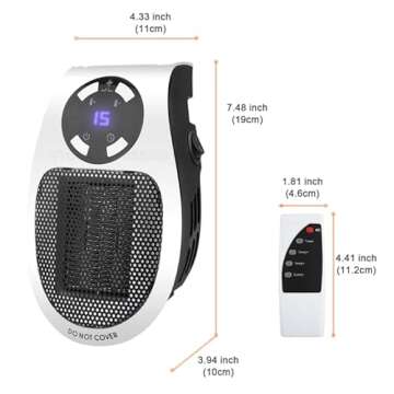 Portable Plug in Heater, 500W Small Electric Heater with Overheat Protection, Adjustable Electronic Thermostat, Precise LED Display Wall Outlet Space Heaters for Indoor Use - Office and Bedroom, etc