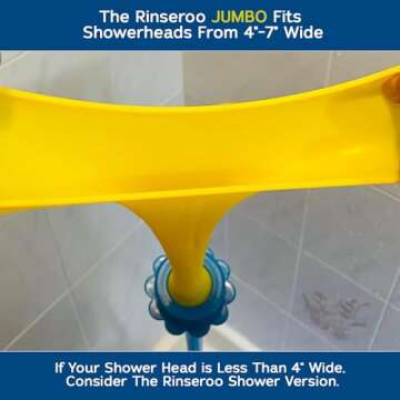 Rinseroo Jumbo Shower Hose: Slip-on Shower Hose (Fits 4-7” Showerheads) 6 Foot Handheld Showerhead Attachment. NOT for Tub. Multi-use, Detachable Hose Sprayer for Baby Bathing