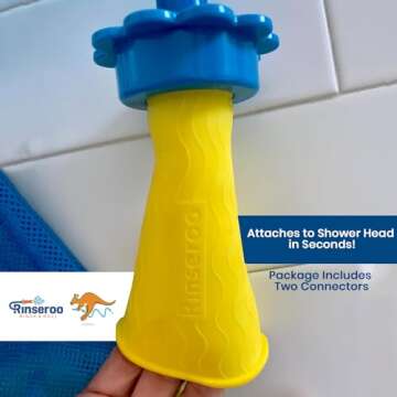 Rinseroo Jumbo Shower Hose: Slip-on Shower Hose (Fits 4-7” Showerheads) 6 Foot Handheld Showerhead Attachment. NOT for Tub. Multi-use, Detachable Hose Sprayer for Baby Bathing