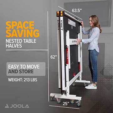 JOOLA Rally TL - Professional MDF Indoor Table Tennis Table w/ Quick Clamp Ping Pong Net & Post Set - 10 Minute Easy Assembly - Corner Ball Holders - Ping Pong Table w/ Playback Mode,