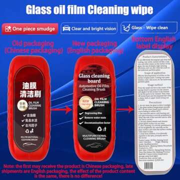 Louisx Glass Cleaning Board, Automotive Oil Film Cleaning Brush, Universal Glass Cleaning Wipe Board, Glass Coating for Windshield, Water Repellant with Refill (Oil film cleaning (2pcs))