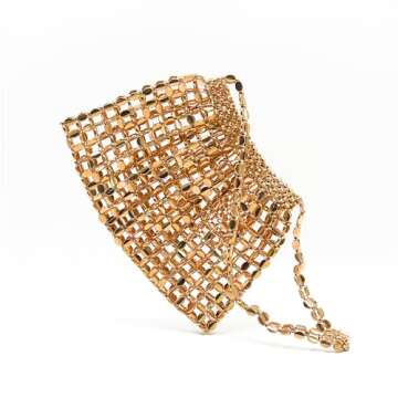 Miuco Beaded Evening Bag Vintage Purse Elegant Dinner Clutch Bag Formal 1920s accessories for women Handbag Golden