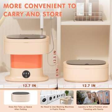 Greenvelly Portable Washing Machine, Foldable Mini Washing Machine, 11L Capacity Mini Washer for Underwear, Baby Clothes and Small Clothes, Small Washing Machine for Apartments, RV’s, Travel(Orange)