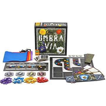 Umbra Via Board Game - Uncover Secrets in a Lush Garden of Strategy and Intrigue! Fun Family Game for Kids and Adults, Ages 8+, 2-4 Players, 30-45 Minute Playtime, Made by Pandasaurus Games