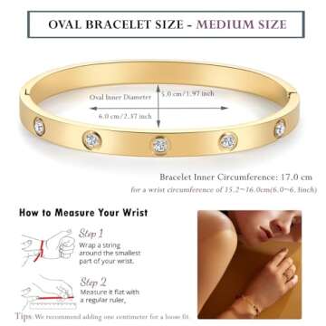 RIMRIVA Gold Bracelets for Women Stack Love Bangle Bracelets Trendy Stainless Steel Crystal Friendship Birthday Anniversary Wedding Jewelry Stocking Stuffers Christmas Gifts Women Mom Wife