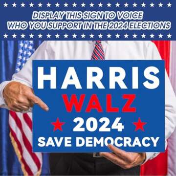 Harris Walz 2024 Yard Sign Kamala Harris Tim Waltz 2024 Sign with Metal H-Stake Harris For President Save democracy Lawn Sign 18" x 12"Double Sided