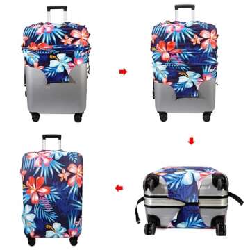 WUJIAONIAO Travel Luggage Cover Baggage Suitcase Protector Fit for 18-32 Inch Luggage (XL (for 29-32 inch luggage), Flower)