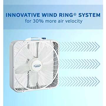 Lasko 20″ Weather-Shield Performance Box Fan-Features Innovative Wind Ring System for Up to 30% More Air, 20 Inch, 3720