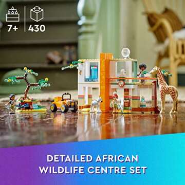 LEGO Friends Mia's Wildlife Rescue Toy 41717 with Zebra and Giraffe Safari Animal Figures Plus 3 Mini Dolls, Birthday Gift Idea for Kids, Girls & Boys Age 7 Plus Years Old