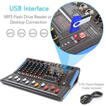 Bluetooth 8-Channel Audio Mixer for DJs and Studios