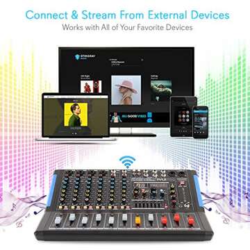 Bluetooth 8-Channel Audio Mixer for DJs and Studios