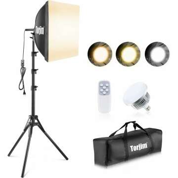 Torjim 16 x 16 Softbox Lighting Kit for Photography & Streaming