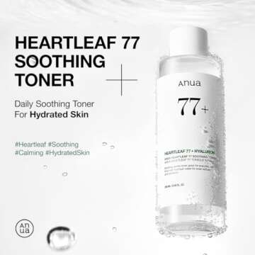 Anua Heartleaf 77 Soothing Toner I pH 5.5 Trouble Care, Calming Skin, Refreshing, Hydrating, Purifying, Cruelty Free, Vegan,(250ml / 8.45 fl.oz.)