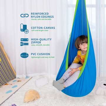 OUTREE Kids Pod Swing - Comfortable Cotton Hammock Chair